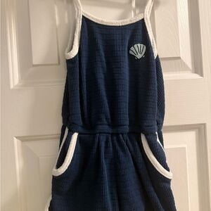 Old Navy Navy Blue Sleeveless Romper with Shell Design
